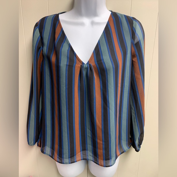Madewell Sheer Sleeve Top in Academy Stripe - Picture 3 of 7